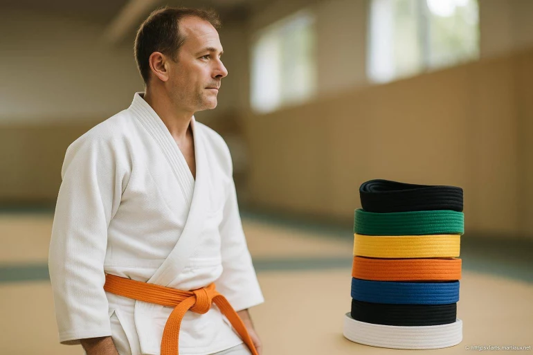 Homme en kimono avec ceinture orange