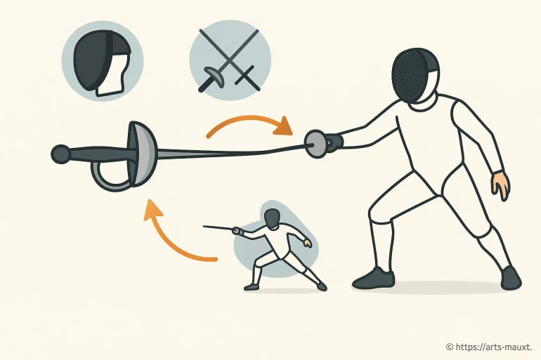 Illustration équipement et posture d'escrime