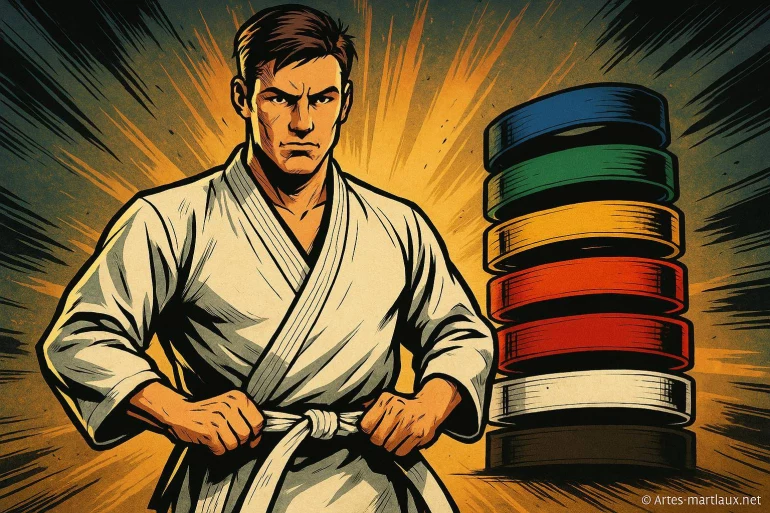 Homme en kimono avec ceinture blanche