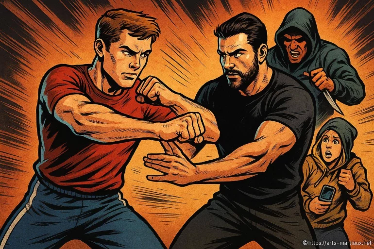 Combat de self défense contre agresseurs armés