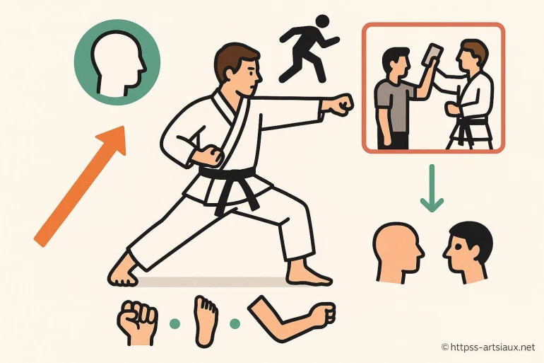Illustration apprentissage karaté mental et physique