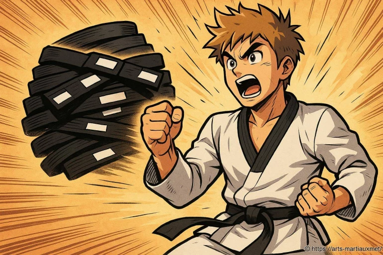 Jeune karatéka déterminé en kimono blanc
