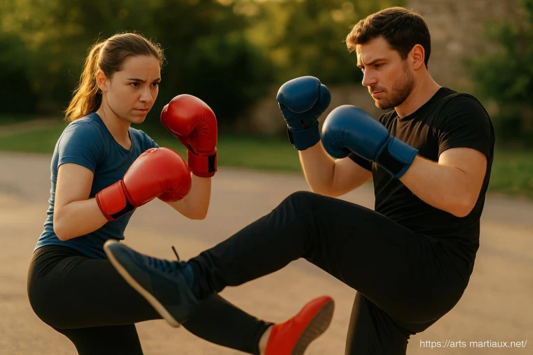 Entraînement de boxe avec coups de pied