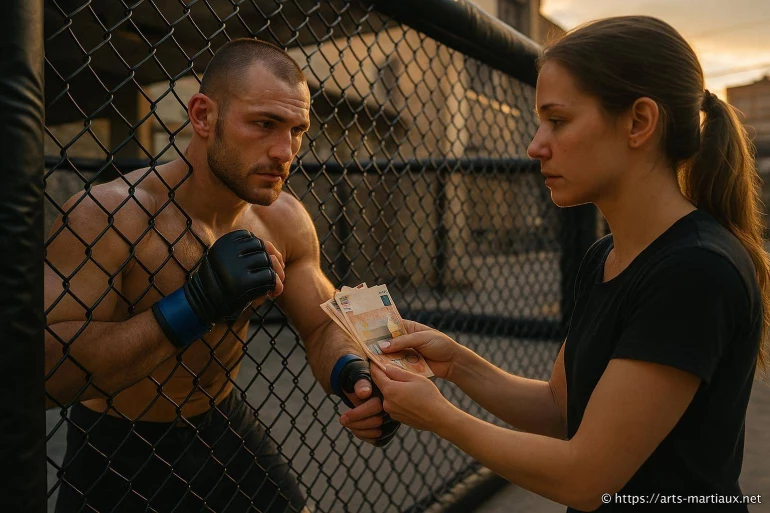 Échange d'argent entre combattants de MMA