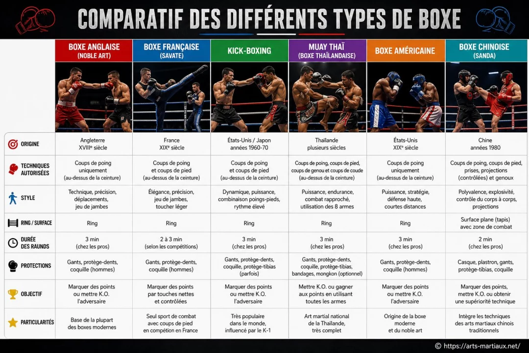 Comparatif des différents types de boxe