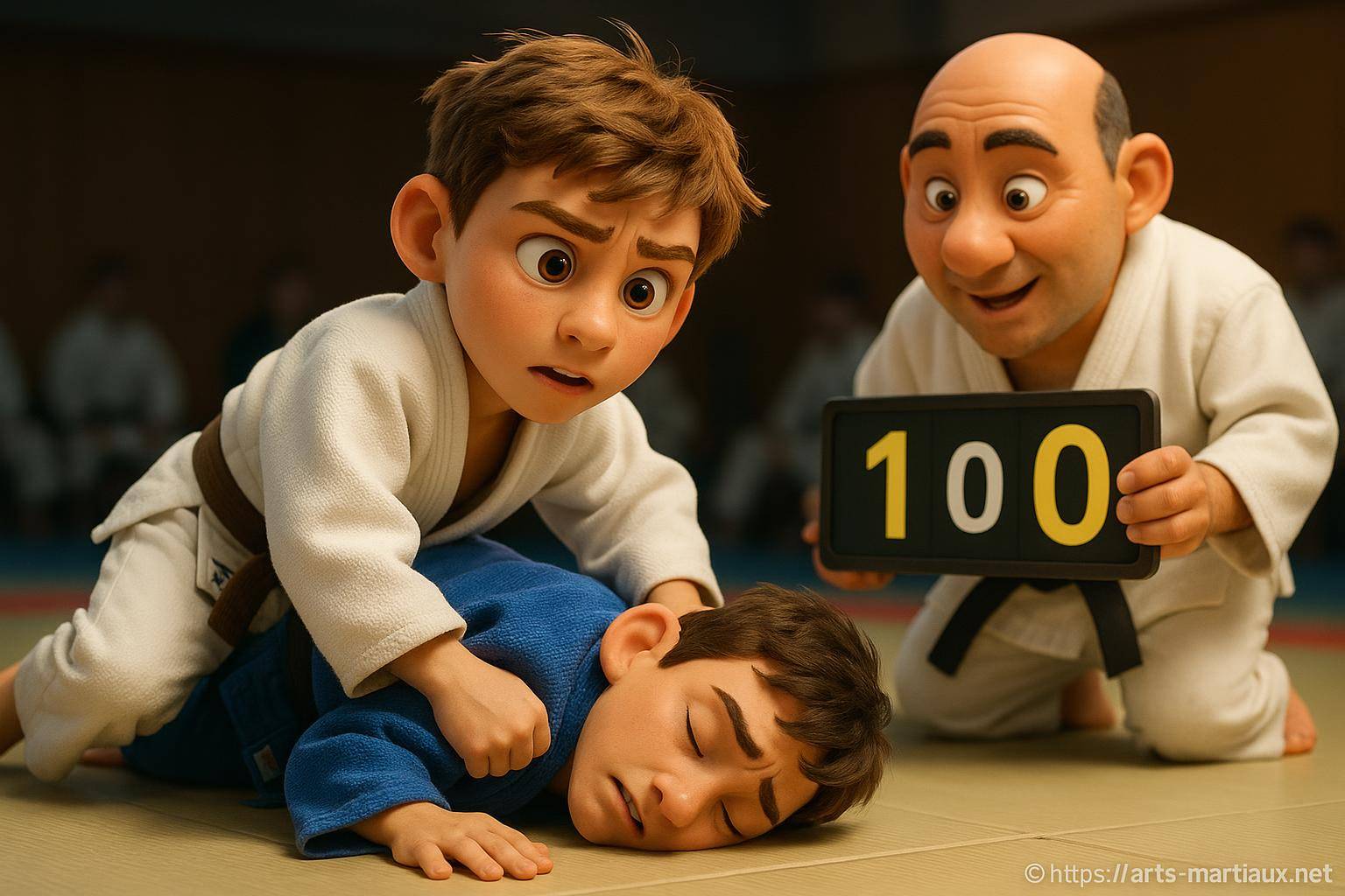 Enfant remportant un combat de judo