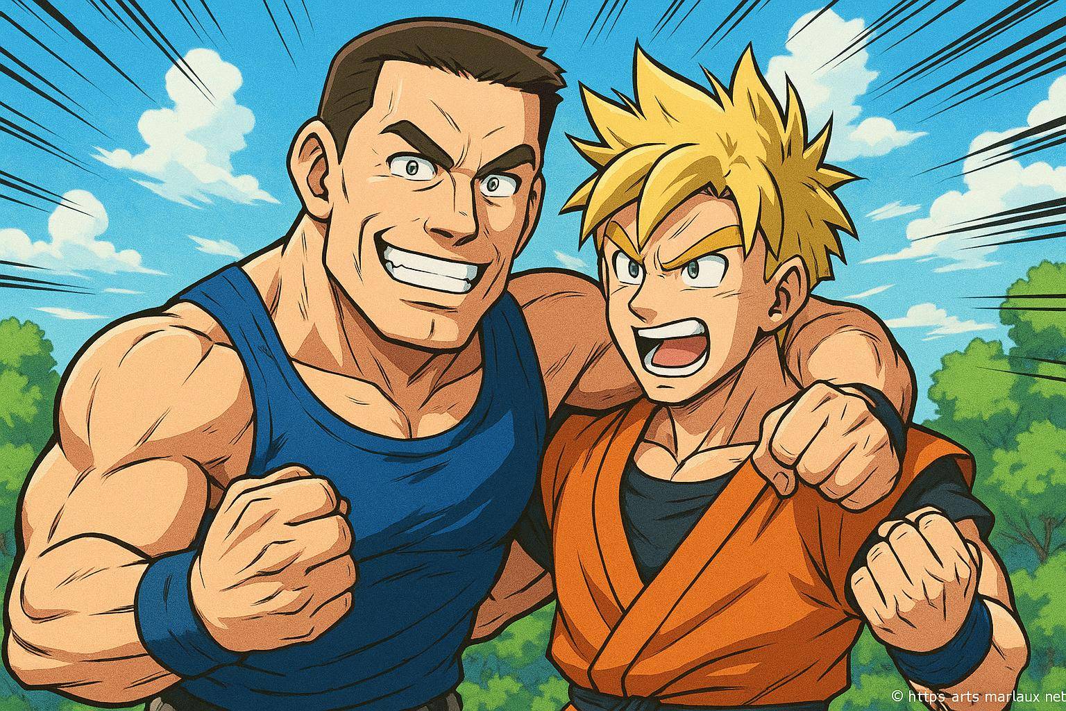 Deux personnages d anime en pose de combat