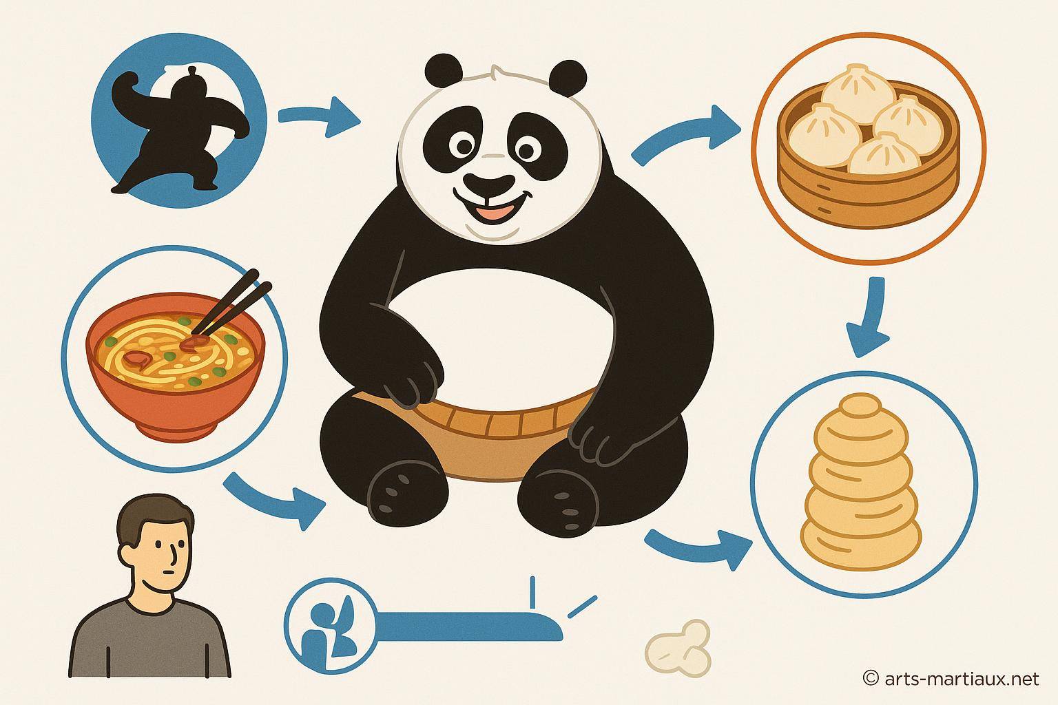 illustration panda et nourriture chinoise