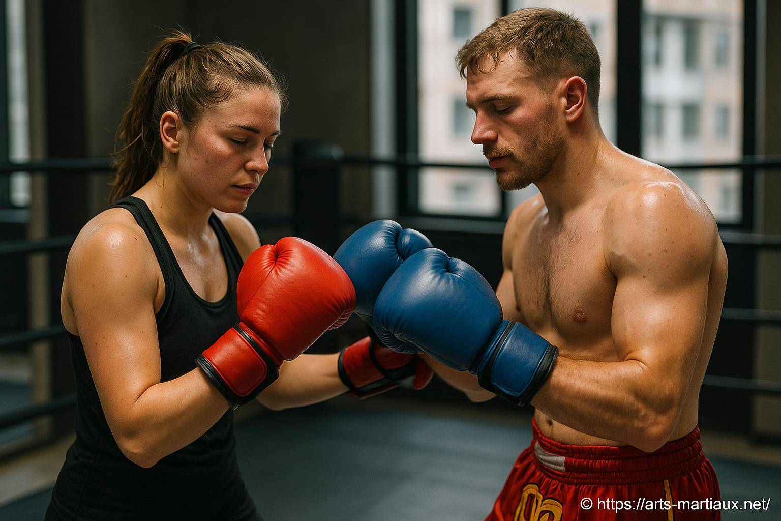 Boxeurs en entraînement dans un ring