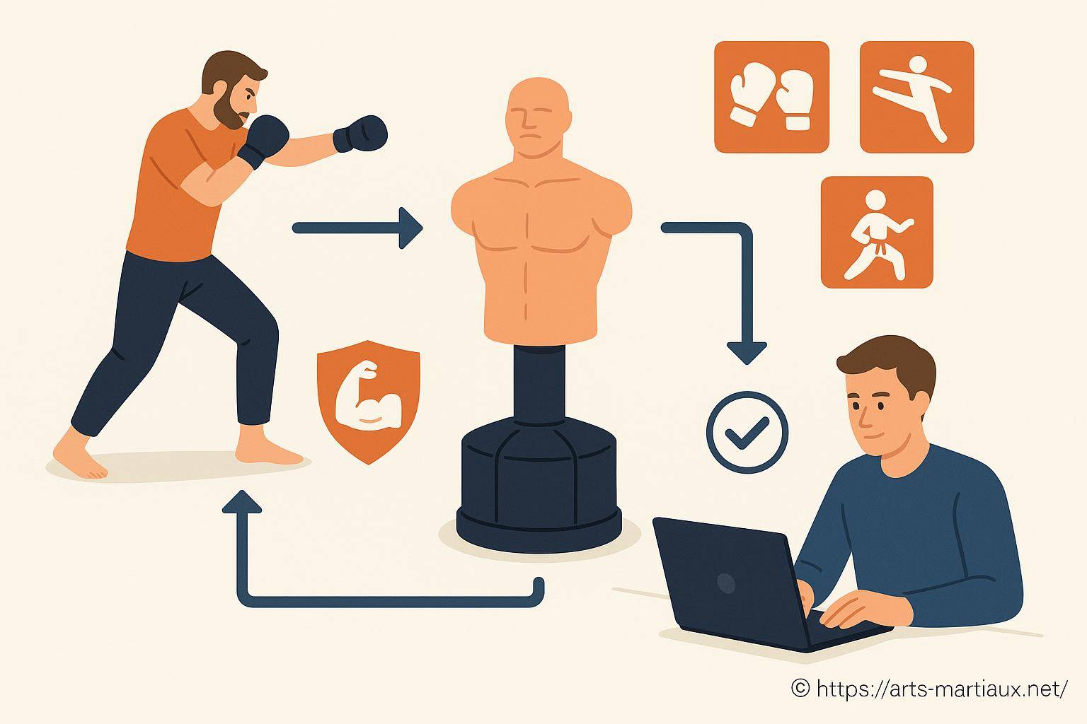 Illustration entraînement arts martiaux en ligne