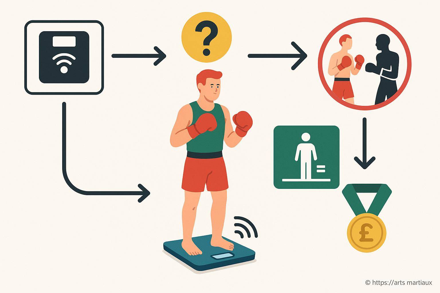 Infographie préparation boxeur avec balance connectée