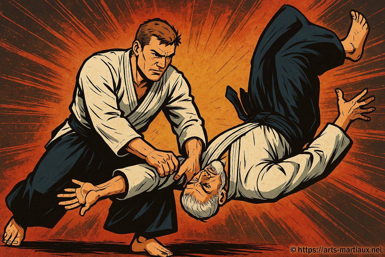 Combat d aikido entre deux pratiquants