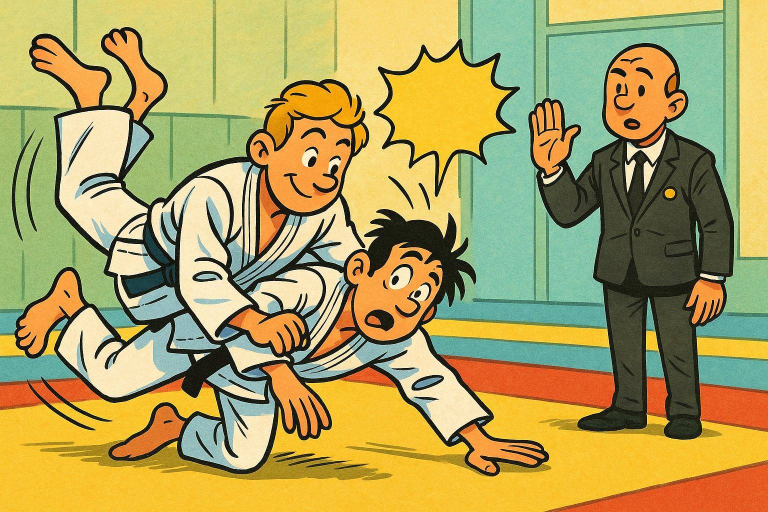 combat de judo entre deux garçons