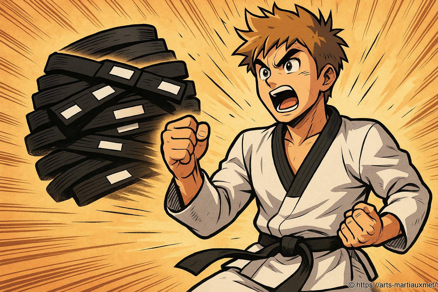 Jeune karatéka déterminé en kimono blanc