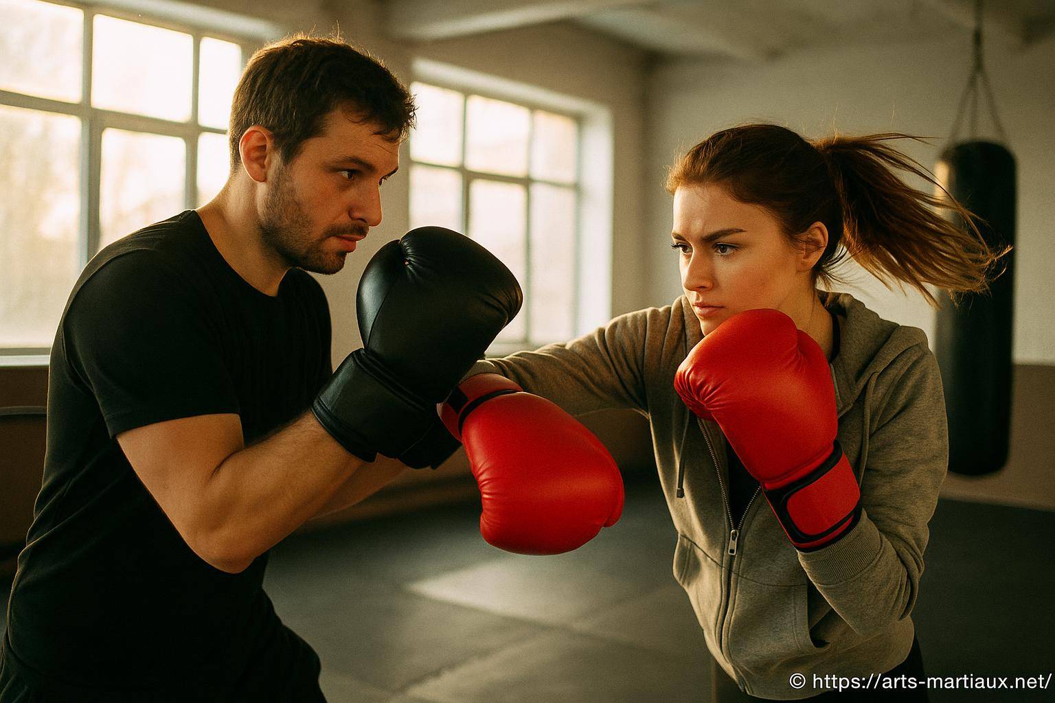 Entraînement de boxe avec coach et élève