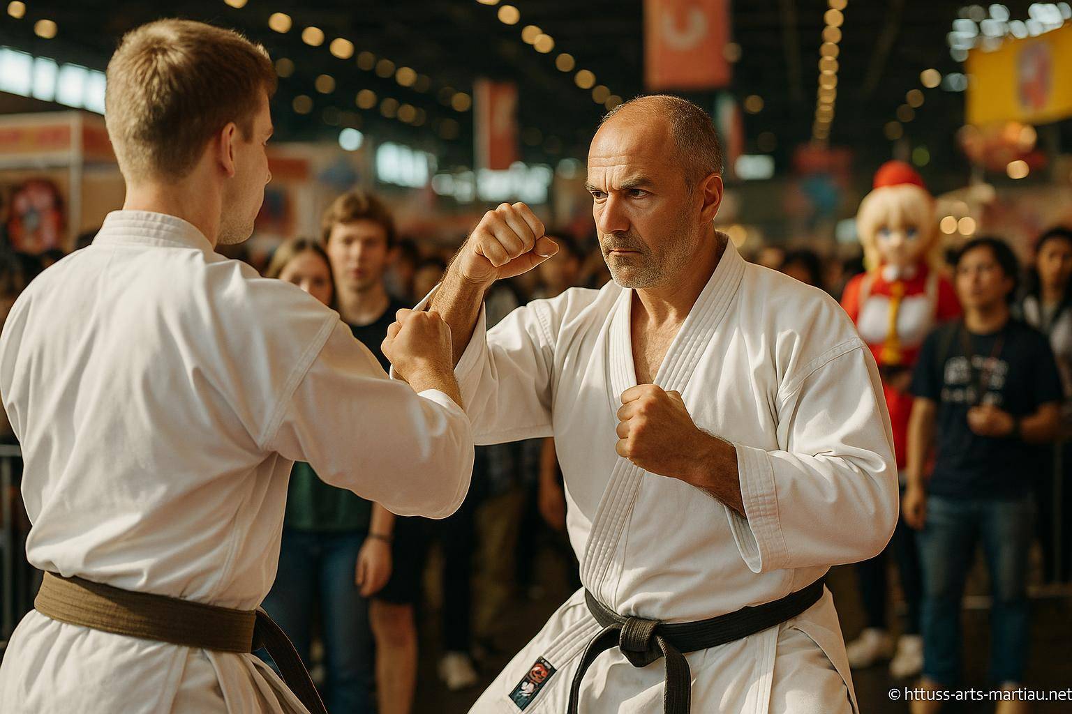 Deux karatékas en entraînement intense