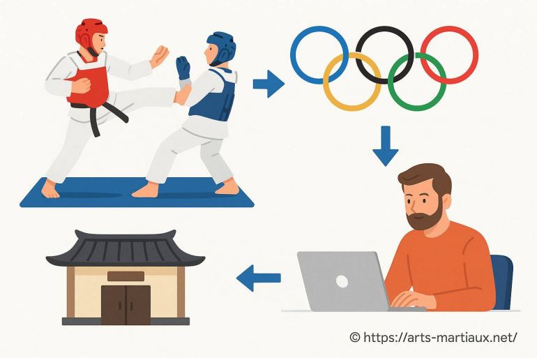 Illustration entraînement taekwondo et olympisme
