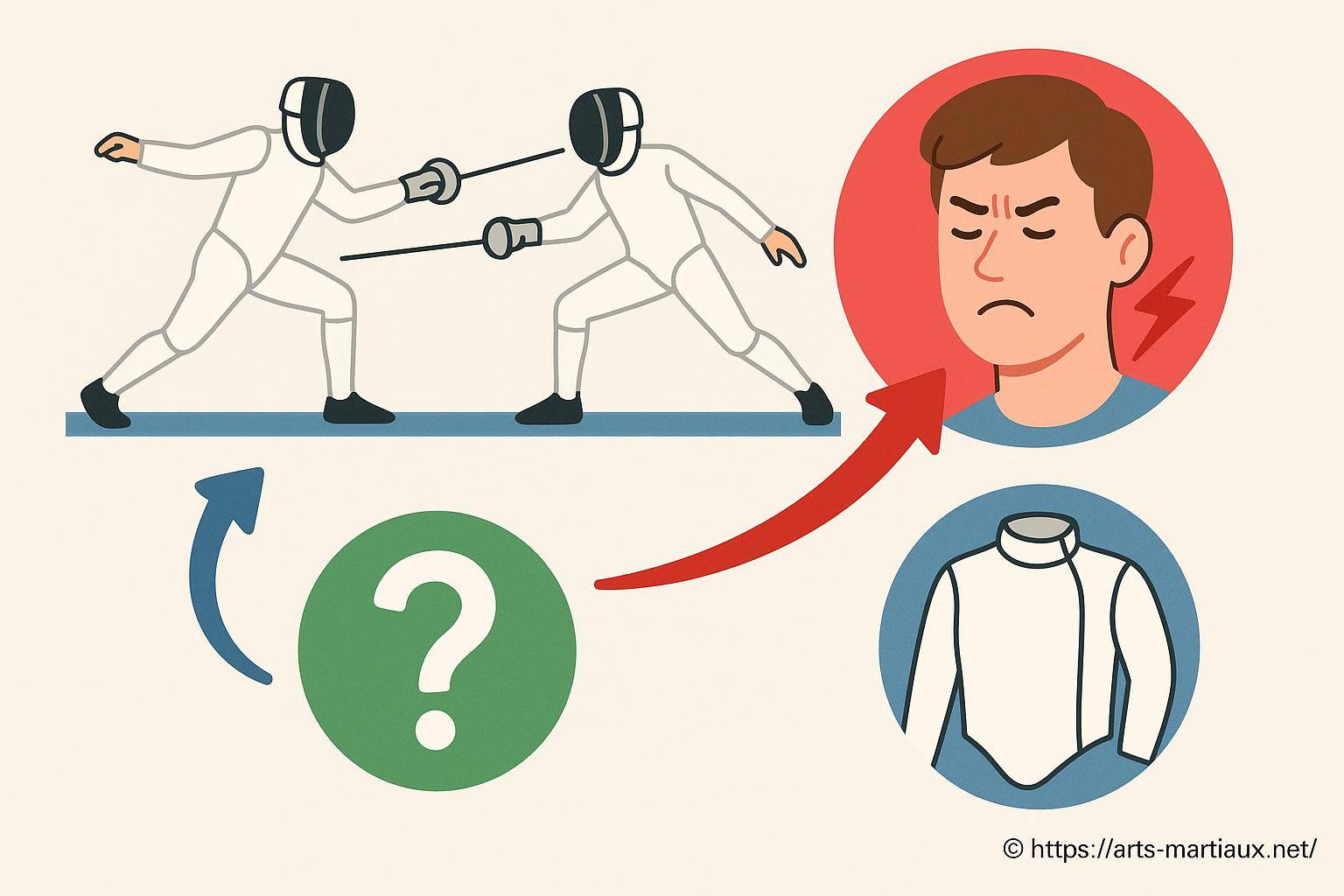 Duel d'escrime avec équipement et douleur