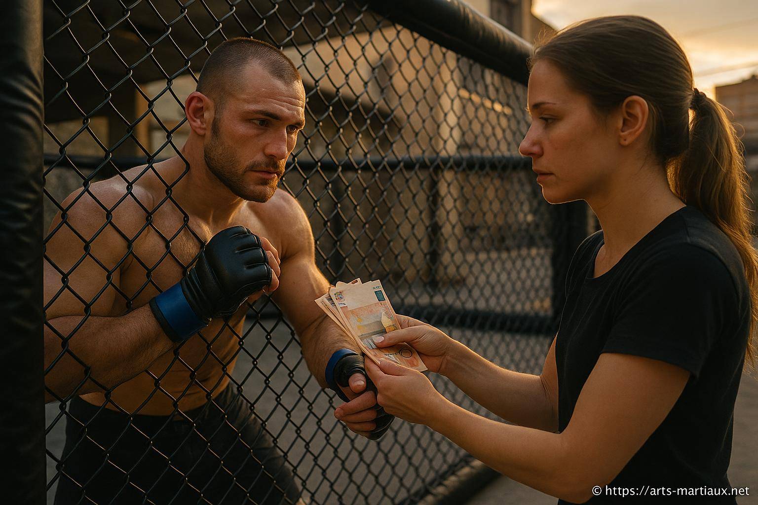 Échange d'argent entre combattants de MMA