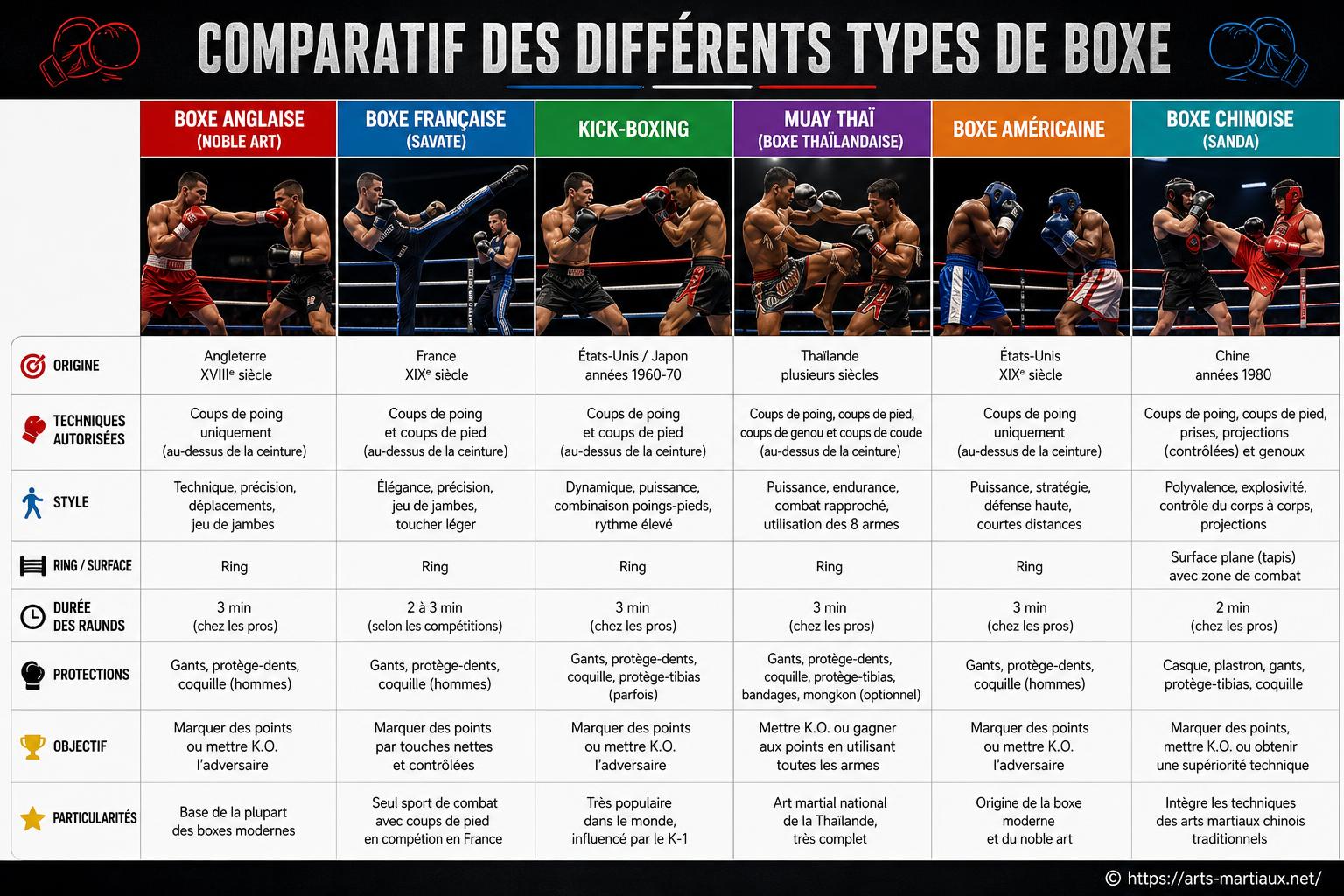 Comparatif des différents types de boxe