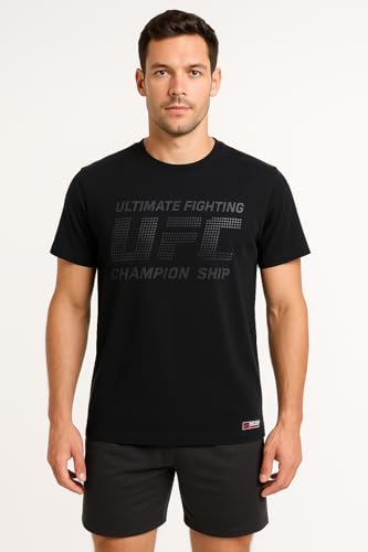 UFC T-shirt Noir Officiel Homme – 100% Coton – Collection 20