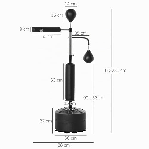 HOMCOM Sac de Frappe sur Pied 4 en 1, Punching Ball Autonome