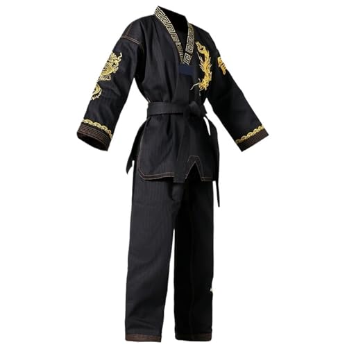 ATEUXOL Kimono de Karaté Uniforme de Taekwondo Noir, Costume