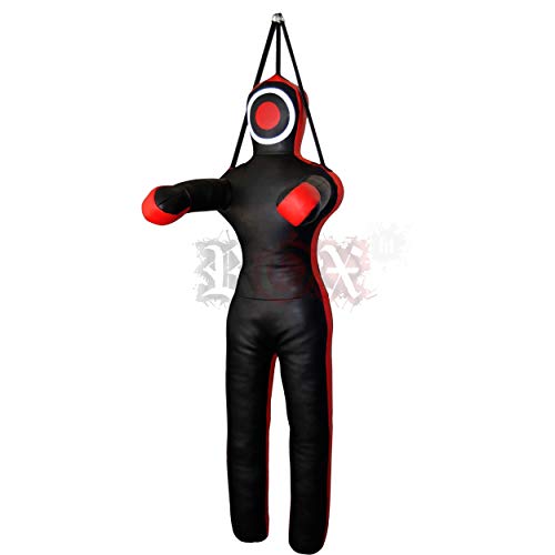Mannequin de Grappling ROX Fit, Mannequin de Formation de Style Suspendu pour Sac de Boxe de Lutte de Jiu-Jitsu brésilien factice, Grappling Dummy, Mannequin de Frappe (REX-Hang-BLK/RED-6ft)