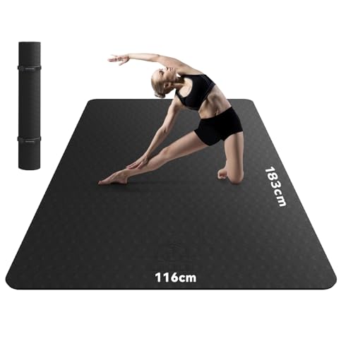 HAPBEAR Grand Tapis de Yoga - 183x122x0.6cm, Antidérapant, Durable, Écologique, Tapis de Sport et Large pour l'Entraînement à Domicile, Yoga, Pilates, Stretching, Méditation