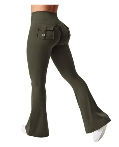 Pantalon de yoga extensible à jambe large avec poches pour f