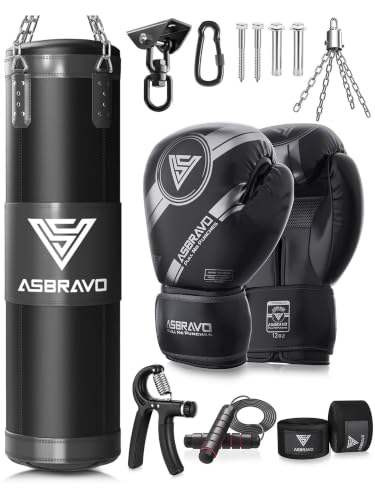 ASBRAVO Sac de Frappe pour Adultes, 120 cm, avec Fixations e