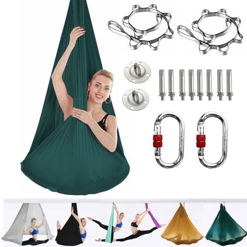 ARNTY Kit de Yoga pour Adultes, Accessoires de Yoga, Charge de 500 kg, Matériel D'installation Complet Inclus (Darkgreen)