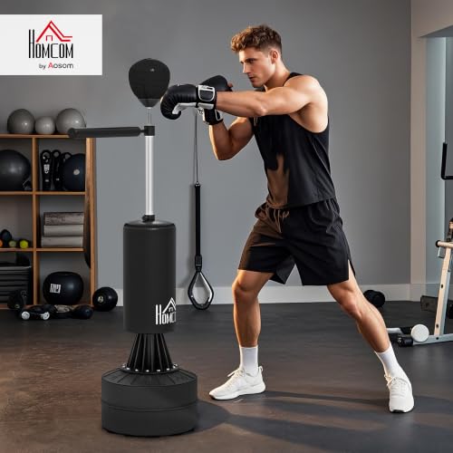 HOMCOM Sac de Frappe sur Pieds 3 en 1 Rotatif 88x48x155-205c