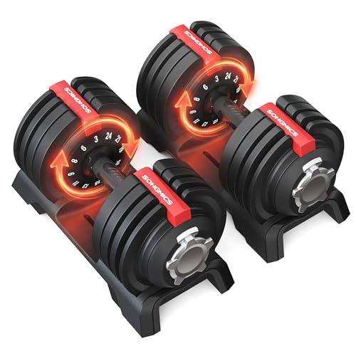 SONGMICS Lot de 2 Haltères Réglables 12 en 1, Kit de Poids 3