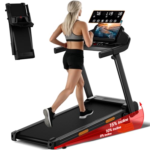 LONTEK Tapis de Course Pliable Inclinable 15%,Tapis de March