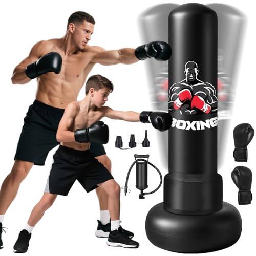 Sac de Frappe Adultes, 180cm Gonflable Punching Ball avec Ga