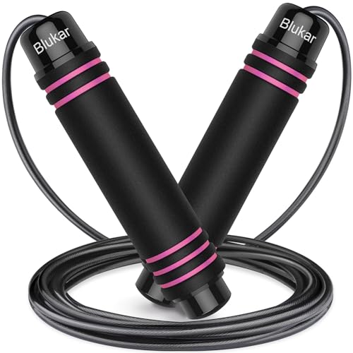 Blukar Corde à Sauter, Speed Jump Rope Réglable pour Hommes 