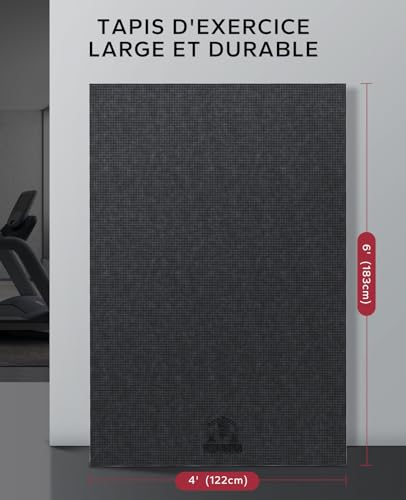 HAPBEAR Grand Tapis de Yoga - 183x122x0.8cm, Antidérapant, U