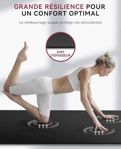 HAPBEAR Grand Tapis de Yoga - 183x91x0.6cm, Tapis Yoga Épais
