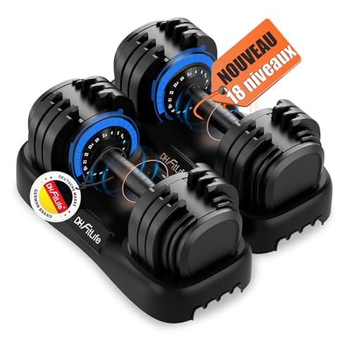 DH FitLife 2026 Paire d'Haltères Réglables 18 Niveaux, 2 × 2