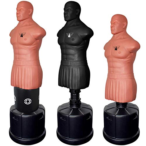 FOX-FIGHT Hank Mannequin de Boxe - Hauteur réglable 160-182cm Sac de Frappe Debout Boxing Dummy, Naturel (avec Kick Pad)