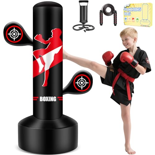 JUOIFIP Sac de Frappe Gonflable pour Enfants avec Pompe et C