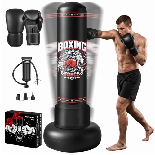 Sac de Frappe Adulte 190cm, Qoosea Punching Ball Gonflable a