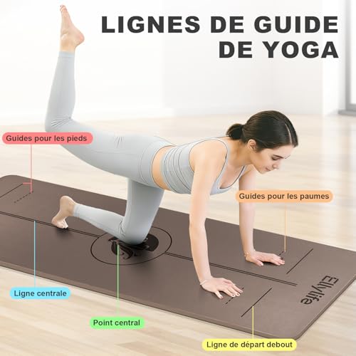 Ellylife Tapis Yoga Caoutchouc Naturel et Surface Mate PU An