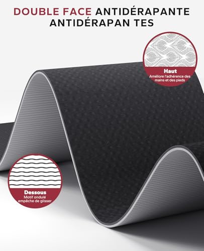 HAPBEAR Grand Tapis de Yoga - 183x91x0.6cm, Tapis Yoga Épais