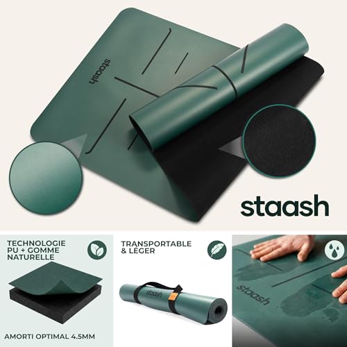 STAASH Kit Yoga Premium – Tapis PU & Caoutchouc Naturel + Se