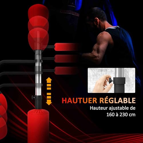 HOMCOM Sac de Frappe sur Pied 4 en 1, Punching Ball Autonome
