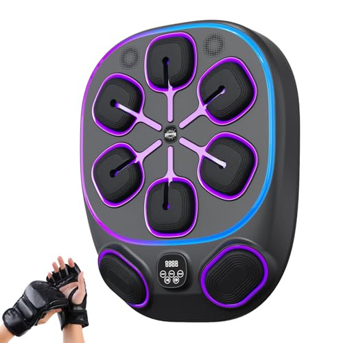 adeproptitysed Machine De Boxe Murale, 6 + 2 Surfaces De Frappe, avec 9 Modes De Boxe Et Panneau De Frappe De 24 Pouces, 9 Réglages De Vitesse, Convient pour L'entraînement De Boxe, Le Fitness