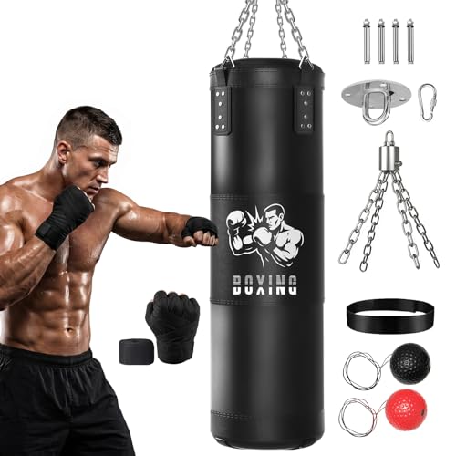 Sac de Frappe Adultes Ninonly 120CM Lourd Sac de Boxe avec S