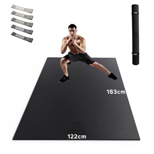 HAPBEAR Grand Tapis de Yoga - 183x122x0.8cm, Antidérapant, Ultra Durable, Tapis de Gym Épais pour Pilates, Aérobic, Yoga Haute Densité